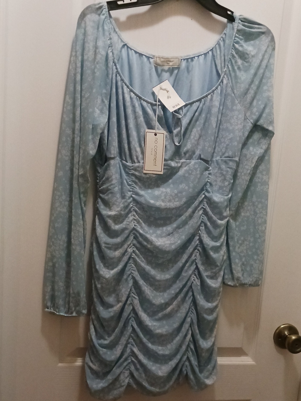 Light Blue Ruched Bodycon Dress